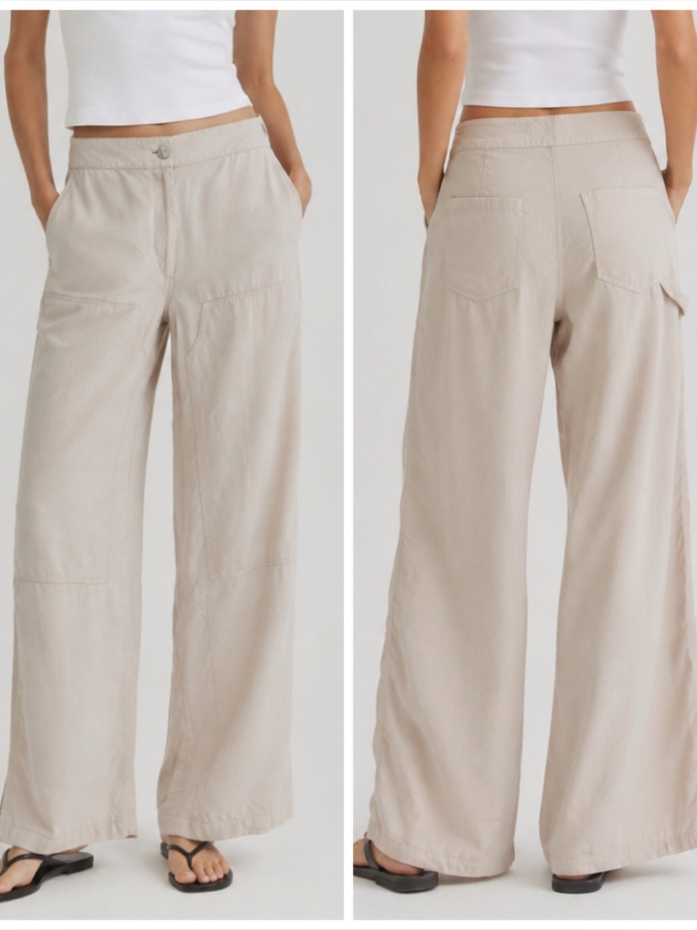 Theory Beige Wide-Leg Women’s Pants